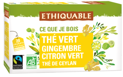 Th vert - Gingembre - Citron vert, infusettes BIO